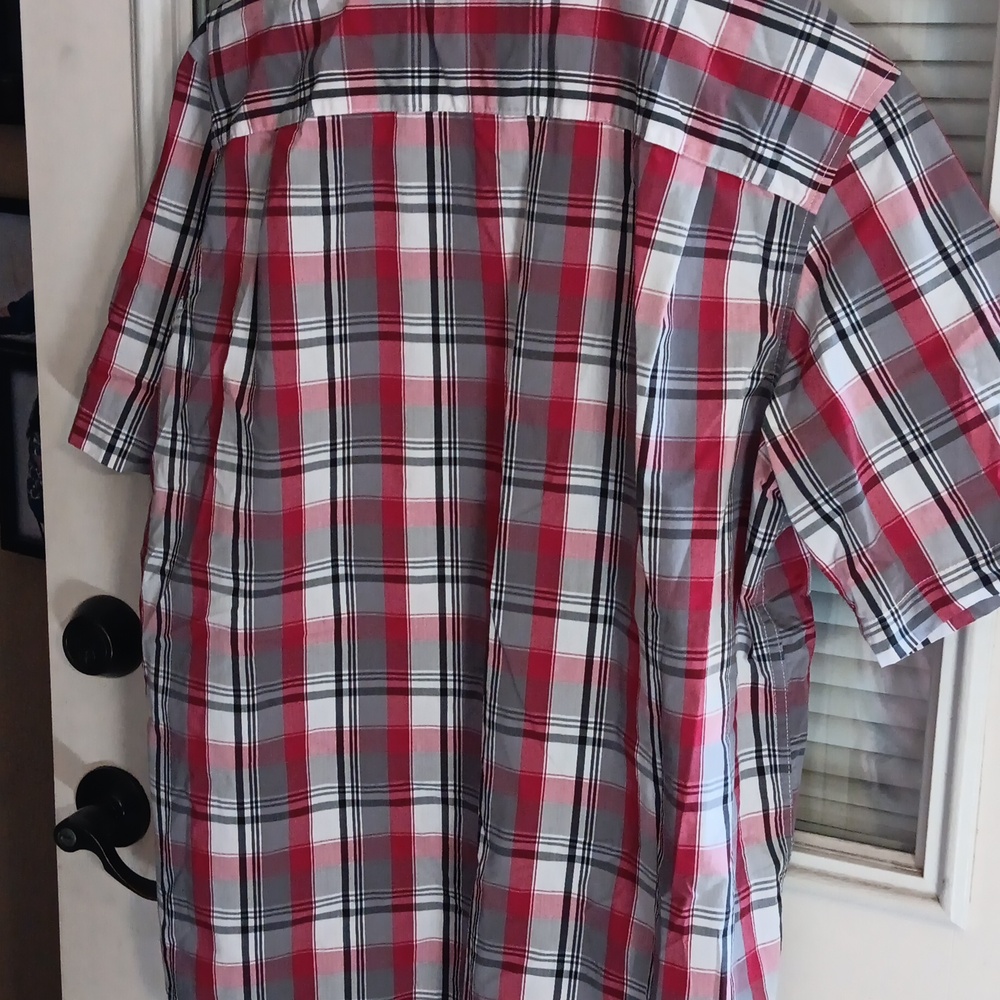 George Men's Red Plaid Short Sleeve Shirt - Picture 3 of 3
